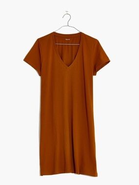 Madewell Northside Vintage V-Neck Tee Dress Golden Pecan XS NEW